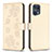 Coque Portefeuille Fleurs Livre Cuir Etui Clapet BF1 pour Oppo Find X5 Pro 5G Or