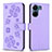 Coque Portefeuille Fleurs Livre Cuir Etui Clapet BF1 pour Xiaomi Poco C65 Violet