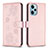 Coque Portefeuille Fleurs Livre Cuir Etui Clapet BF1 pour Xiaomi Poco F5 5G Or Rose