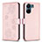 Coque Portefeuille Fleurs Livre Cuir Etui Clapet BF1 pour Xiaomi Redmi 13C Or Rose