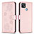 Coque Portefeuille Fleurs Livre Cuir Etui Clapet BF2 pour Oppo A15 Or Rose