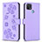 Coque Portefeuille Fleurs Livre Cuir Etui Clapet BF2 pour Oppo A15 Violet