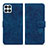 Coque Portefeuille Fleurs Livre Cuir Etui Clapet HF1 pour Huawei Honor X8b Bleu