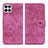 Coque Portefeuille Fleurs Livre Cuir Etui Clapet HF1 pour Huawei Honor X8b Rose Rouge