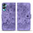 Coque Portefeuille Fleurs Livre Cuir Etui Clapet HF2 pour Huawei Honor 90 Lite 5G Violet