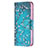 Coque Portefeuille Fleurs Livre Cuir Etui Clapet L01 pour Apple iPhone 13 Cyan Petit