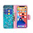 Coque Portefeuille Fleurs Livre Cuir Etui Clapet L01 pour Apple iPhone 13 Mini Cyan Petit