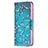 Coque Portefeuille Fleurs Livre Cuir Etui Clapet L01 pour Apple iPhone 15 Cyan Petit