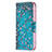 Coque Portefeuille Fleurs Livre Cuir Etui Clapet L02 pour Apple iPhone 14 Pro Max Cyan Petit