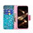 Coque Portefeuille Fleurs Livre Cuir Etui Clapet L02 pour Apple iPhone 14 Pro Max Cyan Petit