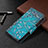 Coque Portefeuille Fleurs Livre Cuir Etui Clapet L03 pour Apple iPhone 13 Cyan Petit