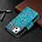 Coque Portefeuille Fleurs Livre Cuir Etui Clapet L03 pour Apple iPhone 13 Cyan Petit