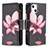 Coque Portefeuille Fleurs Livre Cuir Etui Clapet L03 pour Apple iPhone 14 Marron