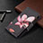 Coque Portefeuille Fleurs Livre Cuir Etui Clapet L03 pour Apple iPhone 14 Marron Petit