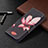 Coque Portefeuille Fleurs Livre Cuir Etui Clapet L07 pour Apple iPhone 14 Marron Petit