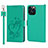 Coque Portefeuille Fleurs Livre Cuir Etui Clapet L16 pour Apple iPhone 13 Pro Max Vert