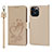 Coque Portefeuille Fleurs Livre Cuir Etui Clapet L16 pour Apple iPhone 14 Pro Max Or