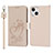 Coque Portefeuille Fleurs Livre Cuir Etui Clapet L16 pour Apple iPhone 15 Or Rose