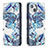 Coque Portefeuille Fleurs Livre Cuir Etui Clapet pour Apple iPhone 13 Bleu