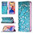 Coque Portefeuille Fleurs Livre Cuir Etui Clapet pour Apple iPhone 13 Mini Cyan Petit