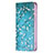 Coque Portefeuille Fleurs Livre Cuir Etui Clapet pour Apple iPhone 13 Mini Cyan Petit