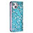 Coque Portefeuille Fleurs Livre Cuir Etui Clapet pour Apple iPhone 13 Mini Cyan Petit