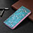 Coque Portefeuille Fleurs Livre Cuir Etui Clapet pour Apple iPhone 13 Mini Cyan Petit