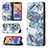 Coque Portefeuille Fleurs Livre Cuir Etui Clapet pour Apple iPhone 13 Pro Bleu Petit