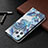 Coque Portefeuille Fleurs Livre Cuir Etui Clapet pour Apple iPhone 13 Pro Bleu Petit