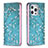 Coque Portefeuille Fleurs Livre Cuir Etui Clapet pour Apple iPhone 13 Pro Max Bleu Ciel