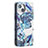 Coque Portefeuille Fleurs Livre Cuir Etui Clapet pour Apple iPhone 14 Plus Bleu Petit