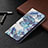 Coque Portefeuille Fleurs Livre Cuir Etui Clapet pour Apple iPhone 14 Plus Bleu Petit