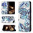 Coque Portefeuille Fleurs Livre Cuir Etui Clapet pour Apple iPhone 14 Pro Bleu Petit