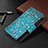 Coque Portefeuille Fleurs Livre Cuir Etui Clapet pour Apple iPhone 14 Pro Cyan Petit