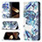 Coque Portefeuille Fleurs Livre Cuir Etui Clapet pour Apple iPhone 15 Bleu Petit