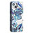 Coque Portefeuille Fleurs Livre Cuir Etui Clapet pour Apple iPhone 15 Bleu Petit