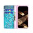 Coque Portefeuille Fleurs Livre Cuir Etui Clapet pour Apple iPhone 15 Plus Cyan Petit