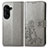 Coque Portefeuille Fleurs Livre Cuir Etui Clapet pour Asus ZenFone 10 Gris