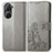 Coque Portefeuille Fleurs Livre Cuir Etui Clapet pour Asus Zenfone 9 Gris