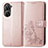 Coque Portefeuille Fleurs Livre Cuir Etui Clapet pour Asus Zenfone 9 Or Rose