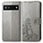 Coque Portefeuille Fleurs Livre Cuir Etui Clapet pour Google Pixel 6a 5G Gris