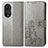 Coque Portefeuille Fleurs Livre Cuir Etui Clapet pour Huawei Honor 50 Pro 5G Gris