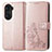 Coque Portefeuille Fleurs Livre Cuir Etui Clapet pour Huawei Honor 60 5G Or Rose