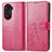 Coque Portefeuille Fleurs Livre Cuir Etui Clapet pour Huawei Honor 60 5G Rose Rouge