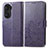 Coque Portefeuille Fleurs Livre Cuir Etui Clapet pour Huawei Honor 60 5G Violet