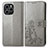 Coque Portefeuille Fleurs Livre Cuir Etui Clapet pour Huawei Honor 60 SE 5G Gris