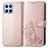 Coque Portefeuille Fleurs Livre Cuir Etui Clapet pour Huawei Honor 70 Lite 5G Or Rose