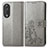 Coque Portefeuille Fleurs Livre Cuir Etui Clapet pour Huawei Honor 90 5G Gris