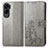 Coque Portefeuille Fleurs Livre Cuir Etui Clapet pour Huawei Honor 90 Lite 5G Gris