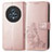 Coque Portefeuille Fleurs Livre Cuir Etui Clapet pour Huawei Honor Magic5 5G Or Rose